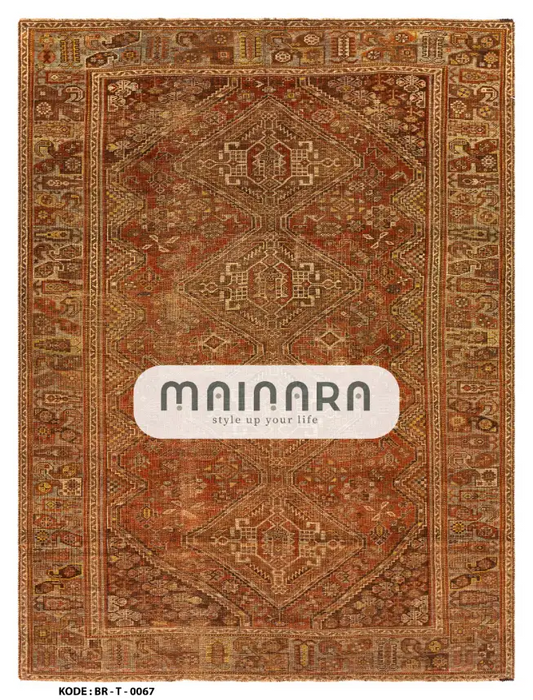 Karpet Tradisional (BR-T-0067) - Brown,Red,Orange,Gold