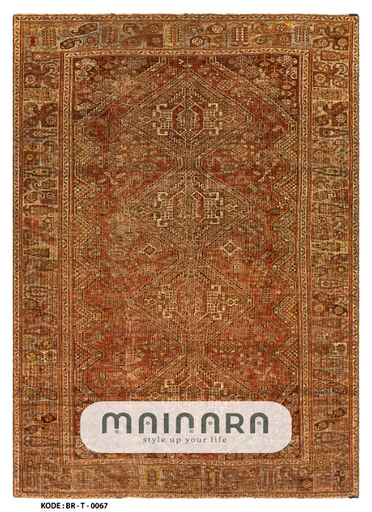 Karpet Tradisional (BR-T-0067) - Brown,Red,Orange,Gold