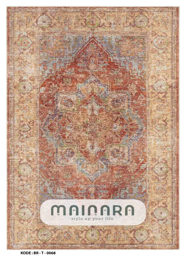 Karpet Tradisional (BR-T-0068) - Brown,Red,Orange,Blue