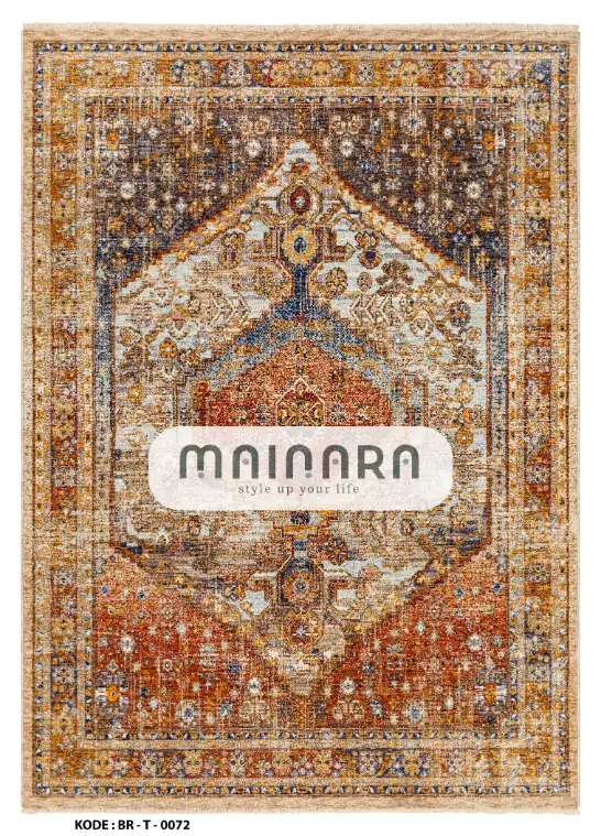 Karpet Tradisional (BR-T-0072) - Brown,Orange,Blue