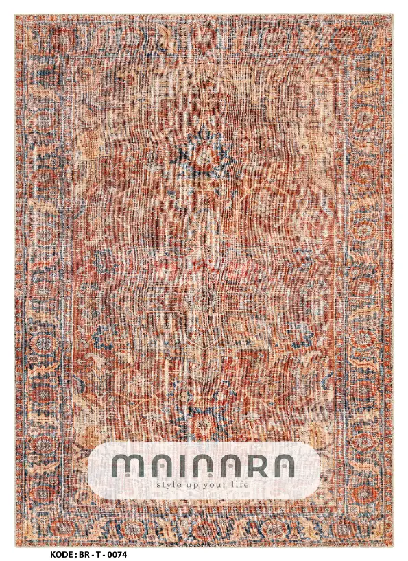 Karpet Tradisional (BR-T-0074) - Brown,Orange,Blue