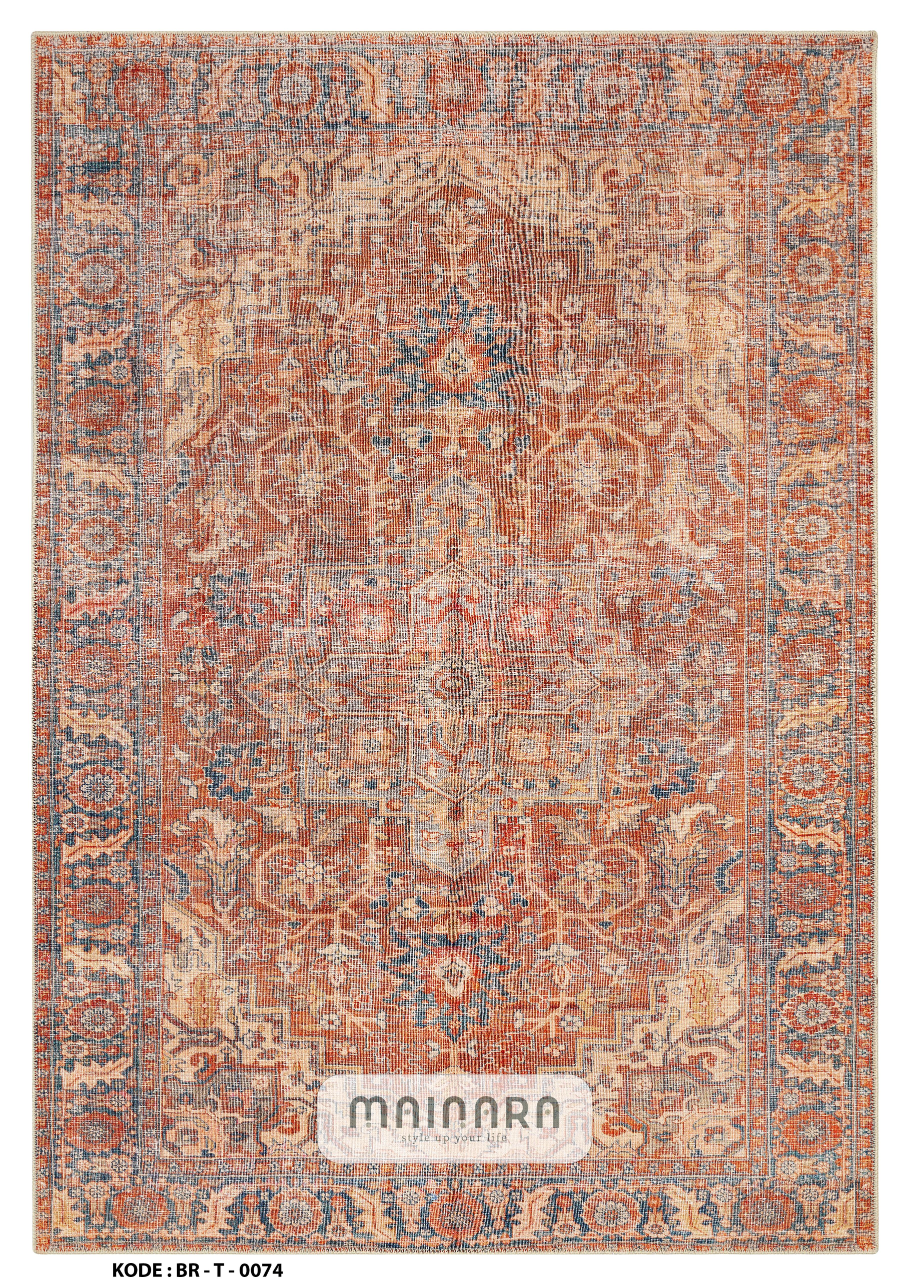 Karpet Tradisional (BR-T-0074) - Brown,Orange,Blue