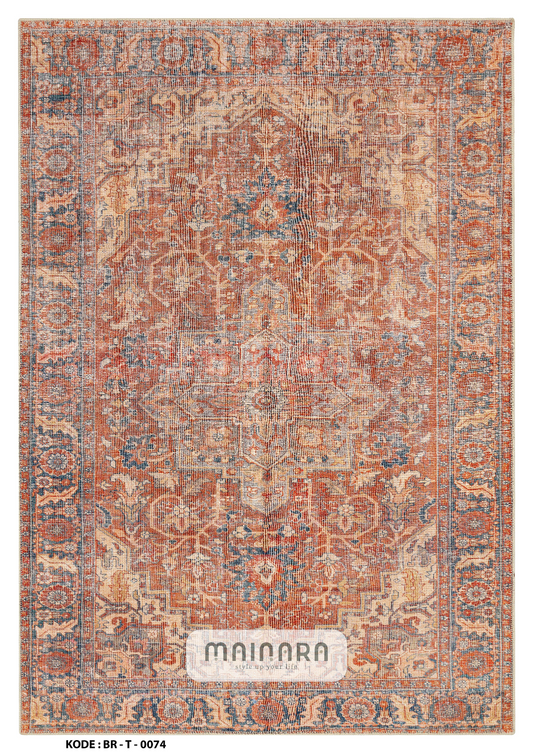 Karpet Tradisional (BR-T-0074) - Brown,Orange,Blue