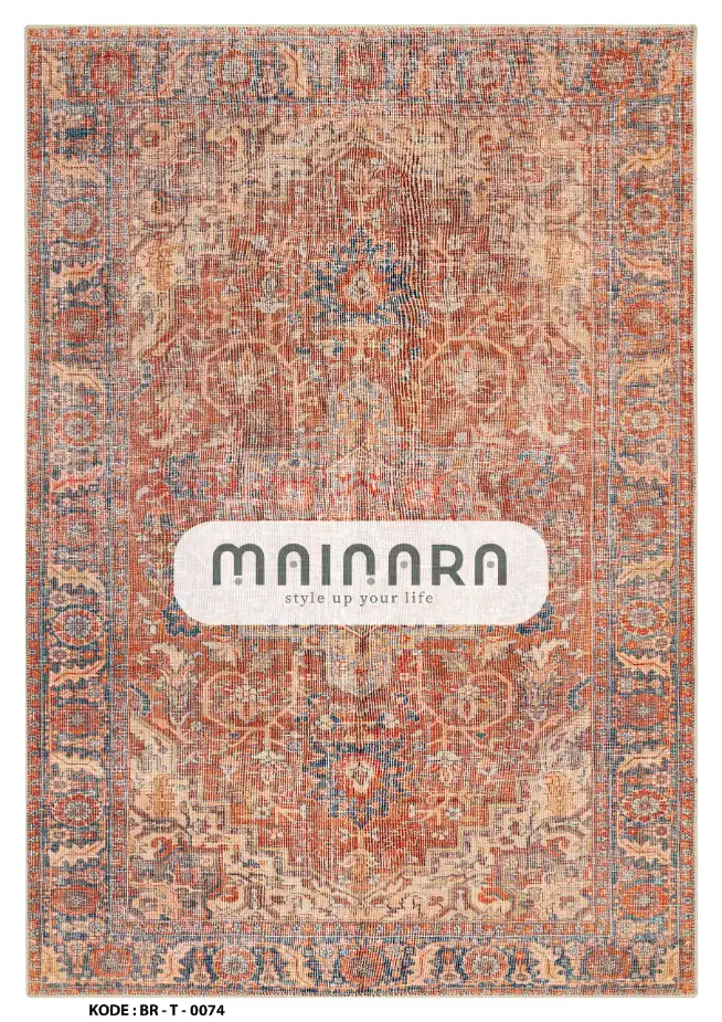 Karpet Tradisional (BR-T-0074) - Brown,Orange,Blue
