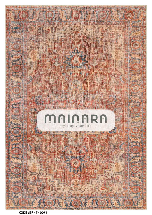 Karpet Tradisional (BR-T-0074) - Brown,Orange,Blue