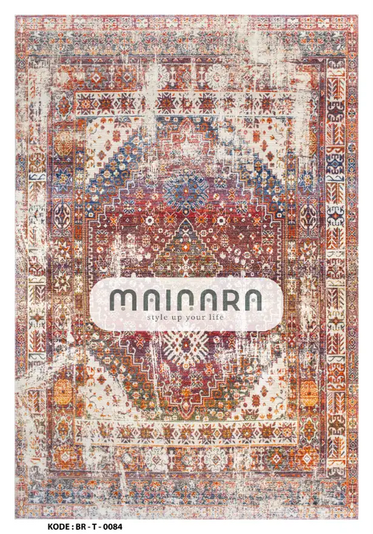 Karpet Tradisional (BR-T-0084) - Brown,Red,Orange,Green,Blue,Purple