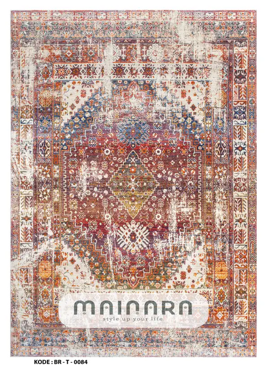 Karpet Tradisional (BR-T-0084) - Brown,Red,Orange,Green,Blue,Purple