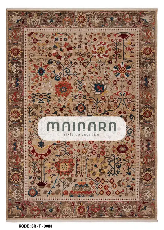 Karpet Tradisonal (BR-T-0088) - Brown,Orange,Green,Red,Yellow