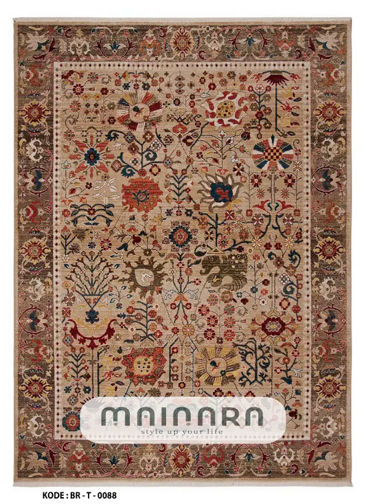 Karpet Tradisonal (BR-T-0088) - Brown,Orange,Green,Red,Yellow