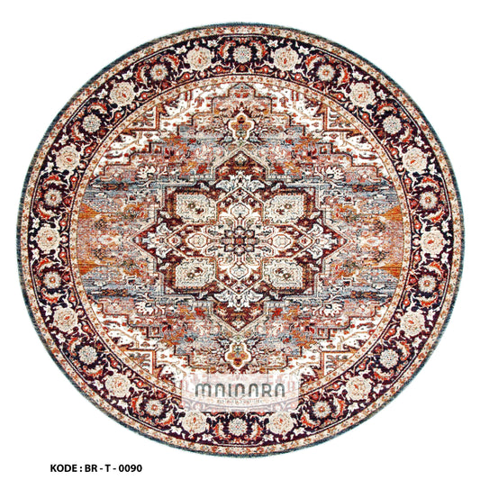Karpet Tradisional (BR-T-0090) - Brown,Cream,Grey,Orange