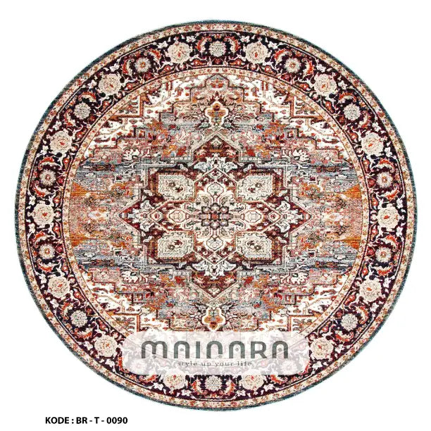 Karpet Tradisional (BR-T-0090) - Brown,Cream,Grey,Orange