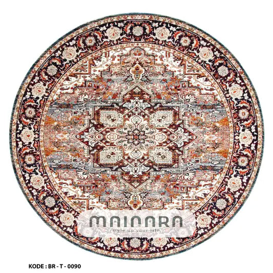 Karpet Tradisional (BR-T-0090) - Brown,Cream,Grey,Orange