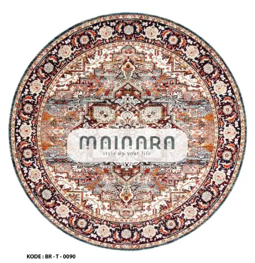 Karpet Tradisional (BR-T-0090) - Brown,Cream,Grey,Orange