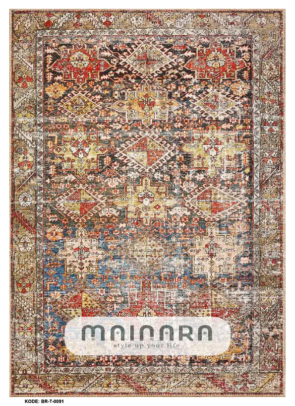 Karpet Tradisional (BR-T-0091) - Brown,Blue,Yellow,Red