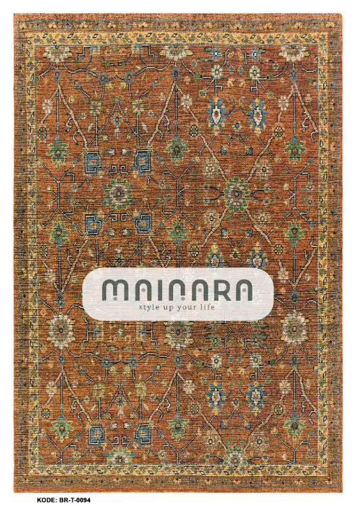 Karpet Tradisional (BR-T-0094) - Brown,Orange,Blue,Green