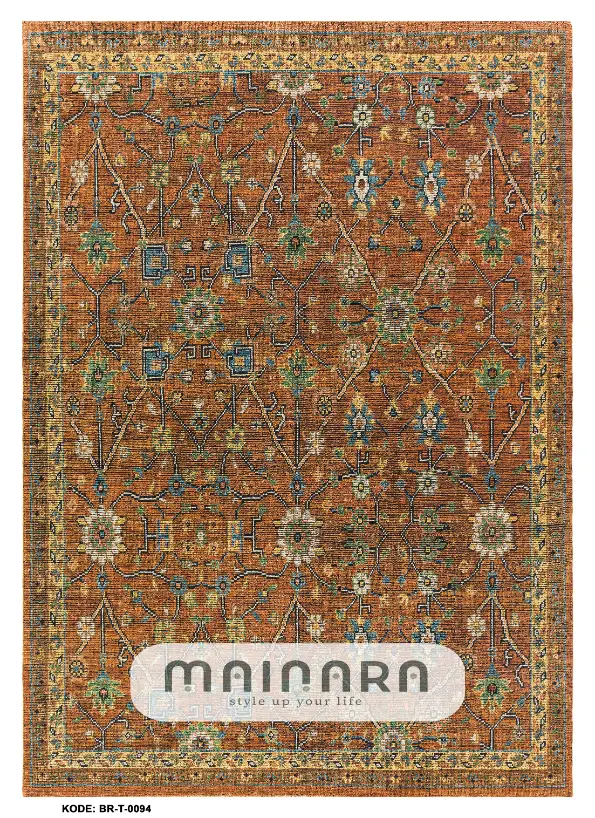 Karpet Tradisional (BR-T-0094) - Brown,Orange,Blue,Green