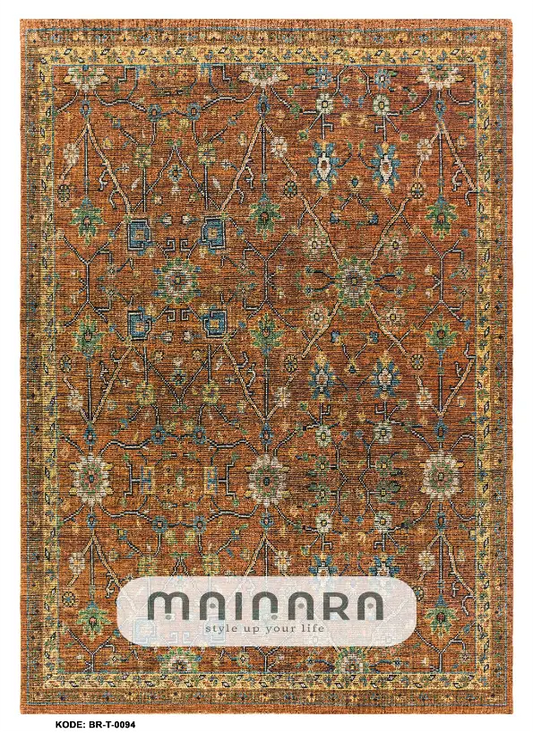 Karpet Tradisional (BR-T-0094) - Brown,Orange,Blue,Green