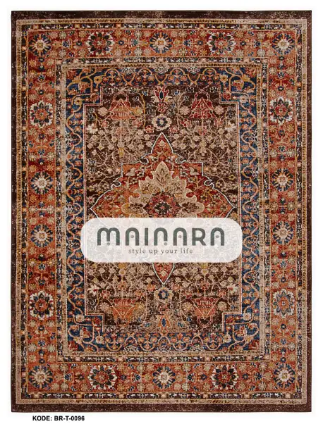 Karpet Tradisional (BR-T-0096) - Brown,Orange,Blue