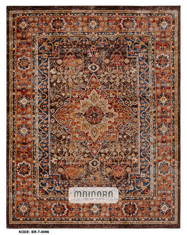 Karpet Tradisional (BR-T-0096) - Brown,Orange,Blue