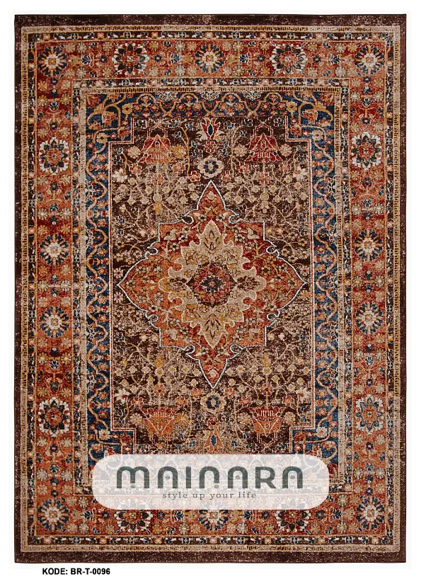 Karpet Tradisional (BR-T-0096) - Brown,Orange,Blue