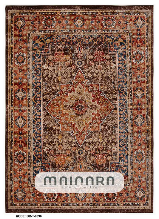 Karpet Tradisional (BR-T-0096) - Brown,Orange,Blue