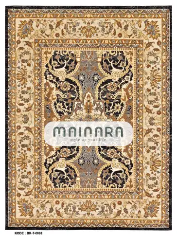 Karpet Tradisional (BR-T-0098) - Brown,Cream,Black,Gold