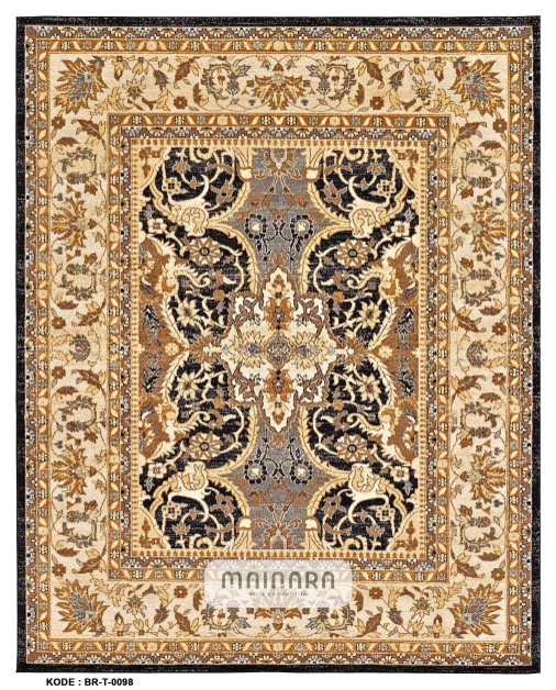 Karpet Tradisional (BR-T-0098) - Brown,Cream,Black,Gold