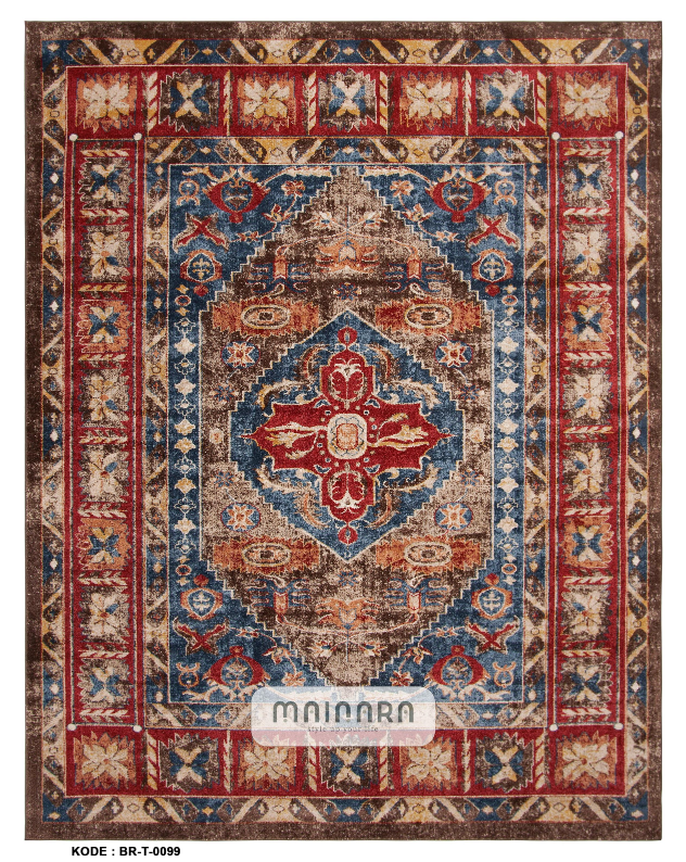 Karpet Tradisional (BR-T-0099) - Brown,Red,Orange,Blue