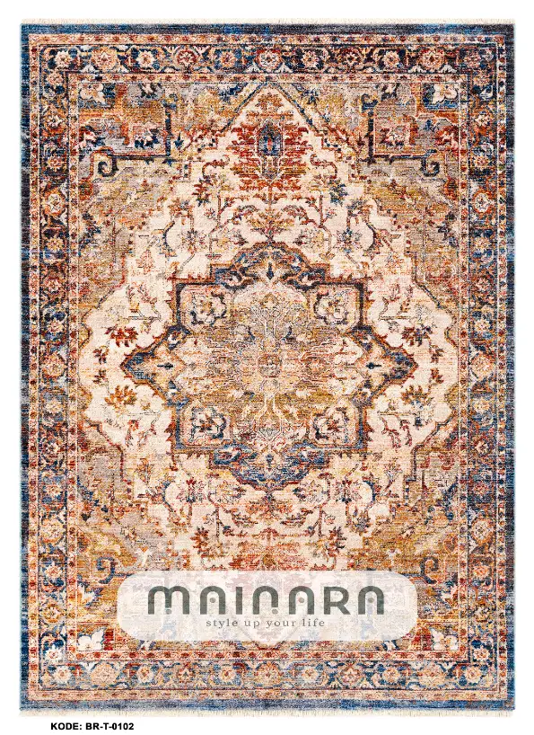 Karpet Tradisional (BR-T-0102) - Brown,Blue,Yellow,Orange
