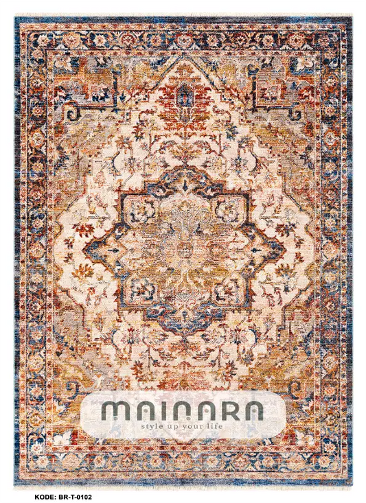 Karpet Tradisional (BR-T-0102) - Brown,Blue,Yellow,Orange