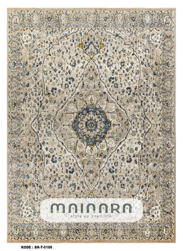 Karpet Tradisional (BR-T-0106) - Brown,Cream,Green,Blue