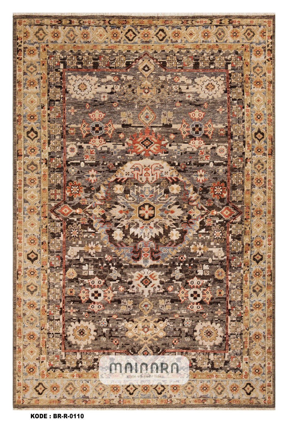 Karpet Tradisional (BR-T-0110) - Brown,Gold,Orange