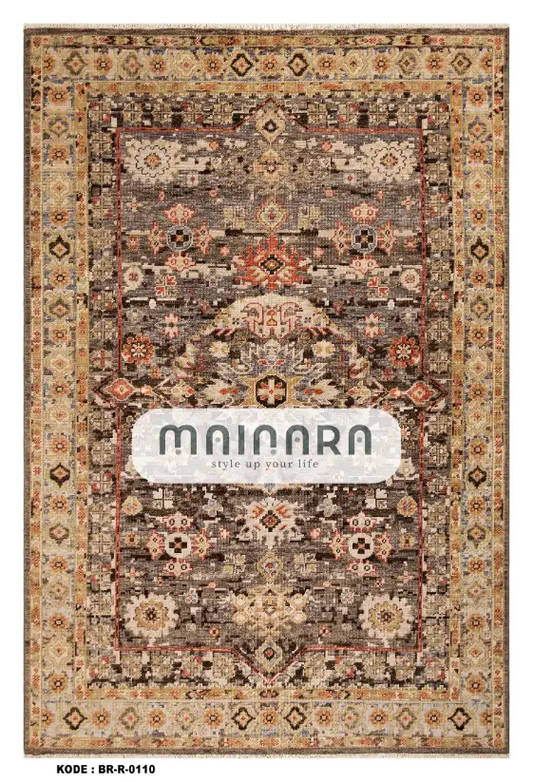 Karpet Tradisional (BR-T-0110) - Brown,Gold,Orange