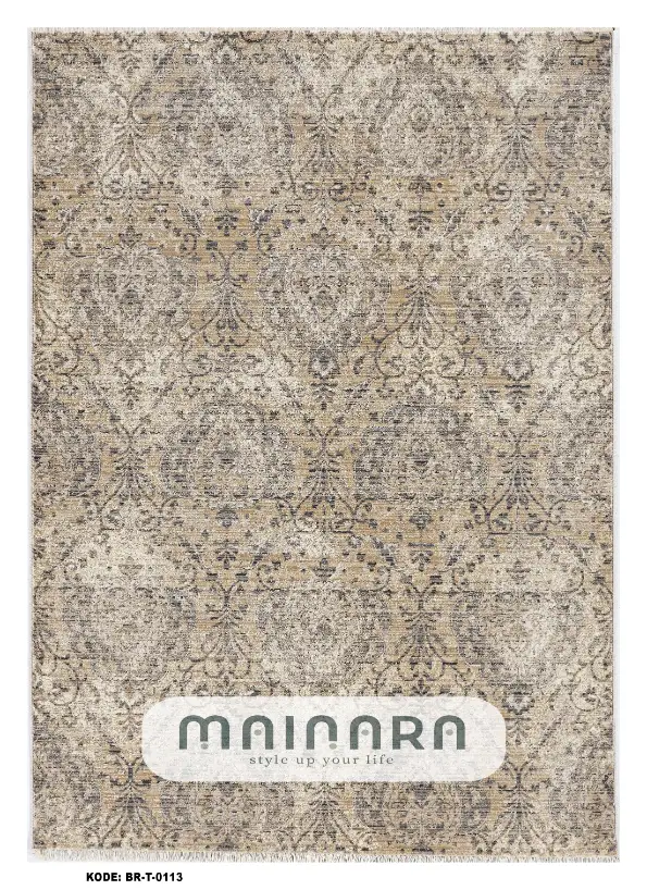 Karpet Tradisional (BR-T-0113) - Brown,Cream,Grey