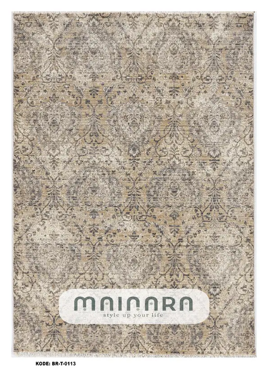 Karpet Tradisional (BR-T-0113) - Brown,Cream,Grey