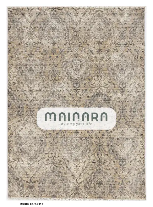 Karpet Tradisional (BR-T-0113) - Brown,Cream,Grey