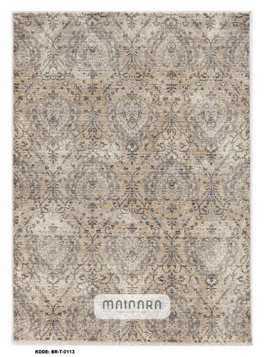 Karpet Tradisional (BR-T-0113) - Brown,Cream,Grey