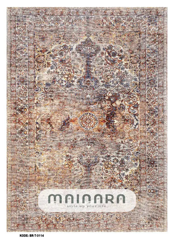 Karpet Tradisional (BR-T-0115) - Brown,Purpel,Orange,Grey