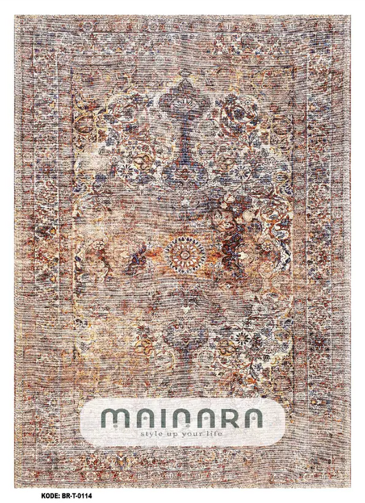 Karpet Tradisional (BR-T-0115) - Brown,Purpel,Orange,Grey