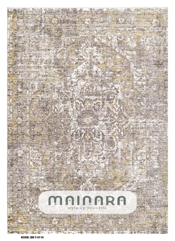 Karpet Tradisional (BR-T-0116) - Brown,Cream,Gold