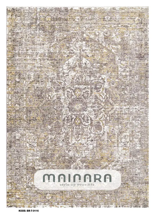 Karpet Tradisional (BR-T-0116) - Brown,Cream,Gold