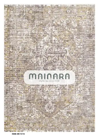 Karpet Tradisional (BR-T-0116) - Brown,Cream,Gold