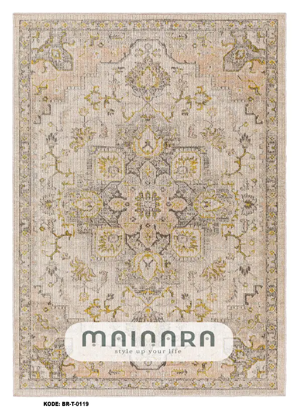 Karpet Tradisional (BR-T-0119) - Brown,Cream,Gold