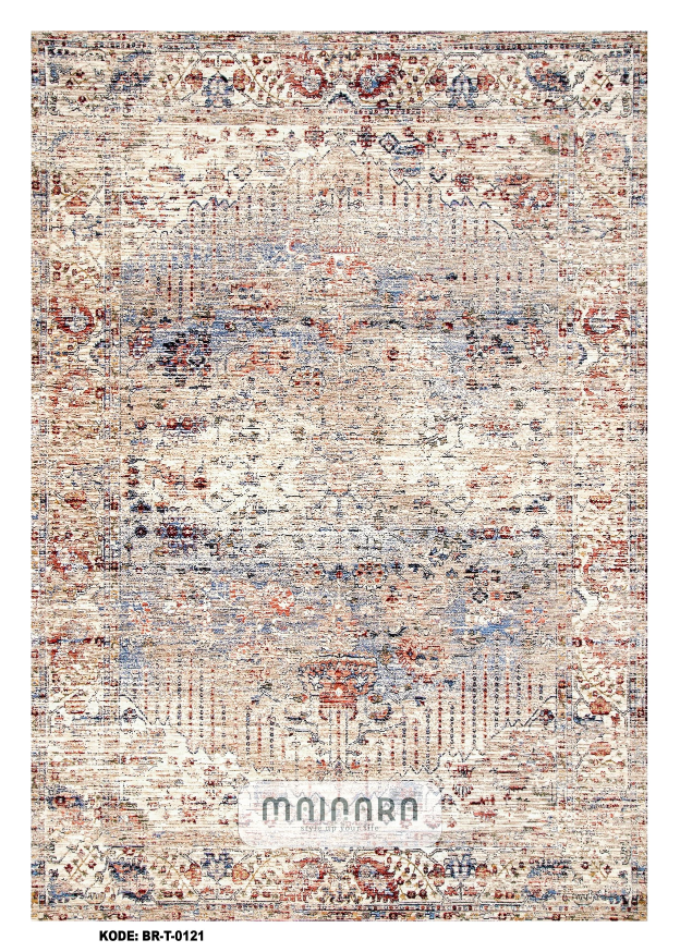 Karpet Tradisional (BR-T-0121) - Brown,Blue,Red,Cream