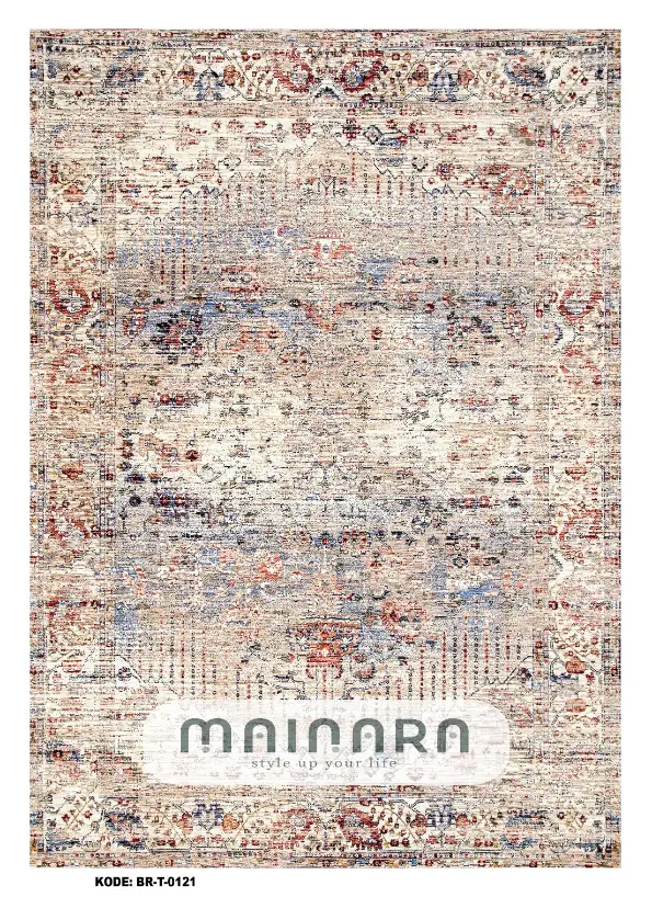 Karpet Tradisional (BR-T-0121) - Brown,Blue,Red,Cream