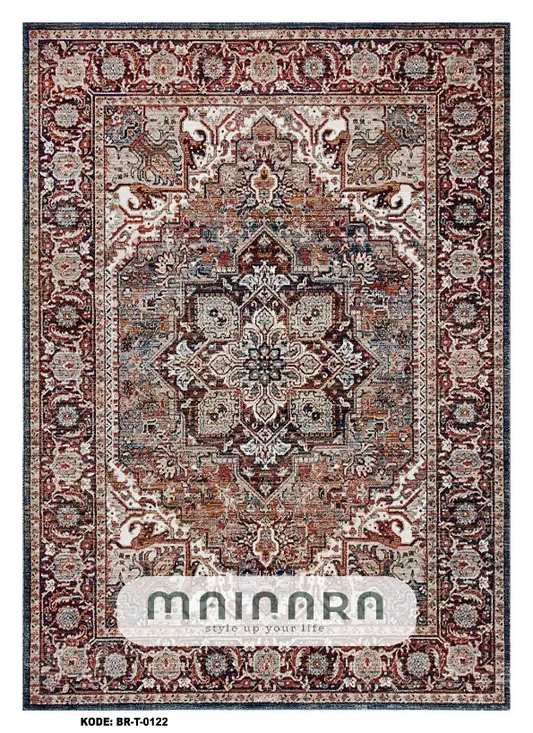 Karpet Tradisional (BR-T-0122) - Brown,Grey,Blue