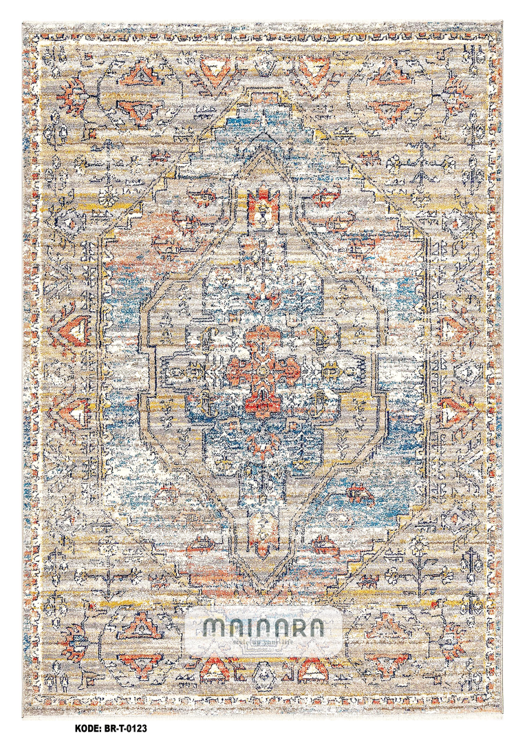 Karpet Tradisional (BR-T-0123) - Brown,Cream,Orange,Blue