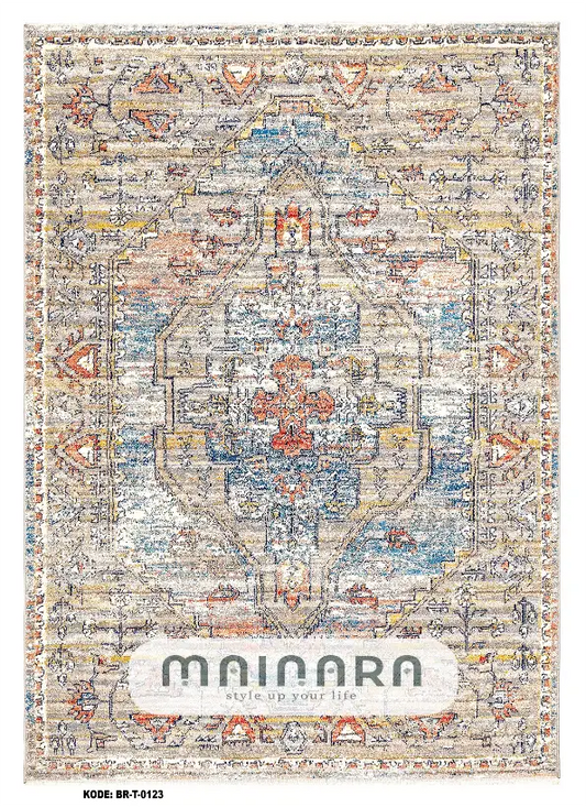 Karpet Tradisional (BR-T-0123) - Brown,Cream,Orange,Blue