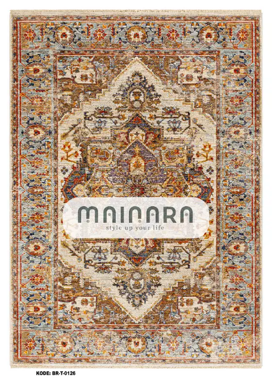 Karpet Tradisional (BR-T-0126) - Brown,Blue,Grey,Orange