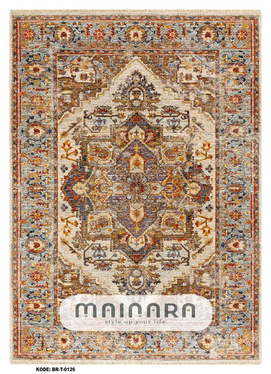 Karpet Tradisional (BR-T-0126) - Brown,Blue,Grey,Orange